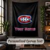 Arazzo da Parete Personalizzato, Testo Personalizzato Montreal Canadiens, Tessuto Morbido Arte da Parete per Decorazione Interna