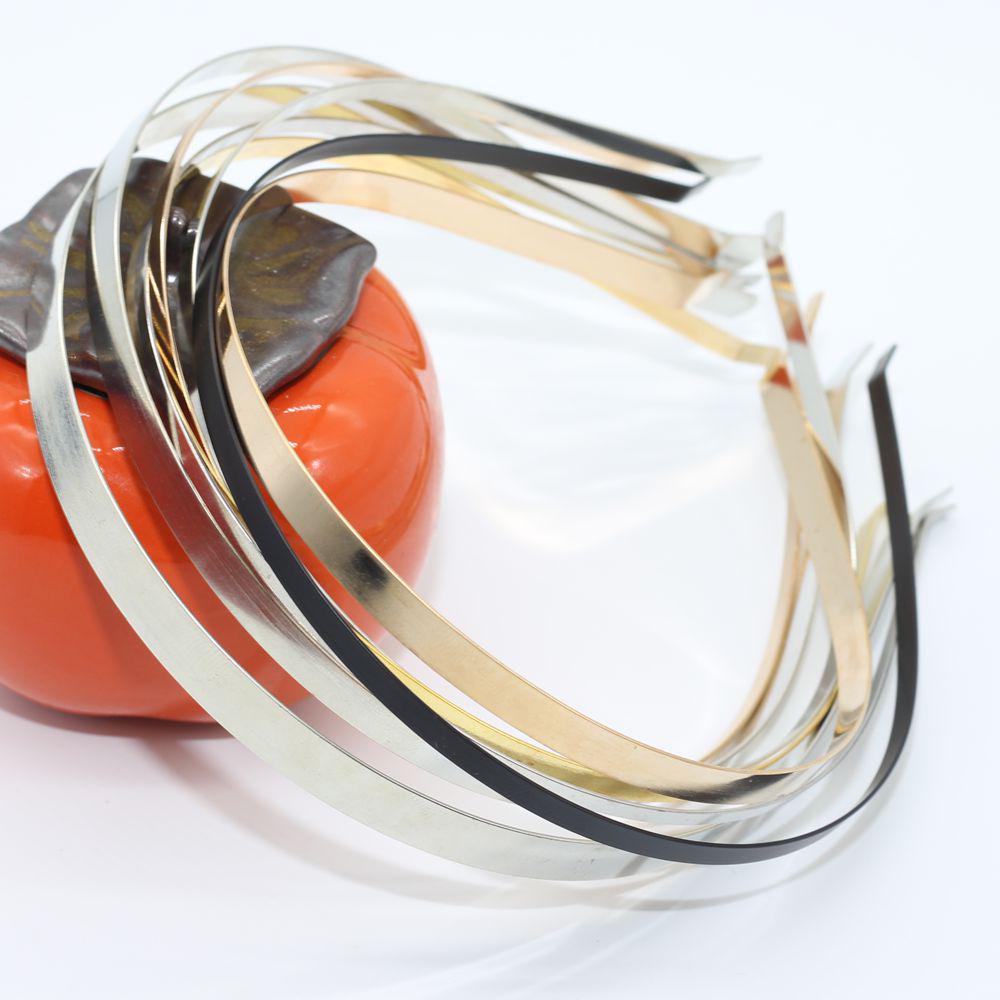 DIY Jewelry Accessories: Electroplated Gold and Nickel Headbands with Black Base (3mm, 5mm, 7mm, 10mm)