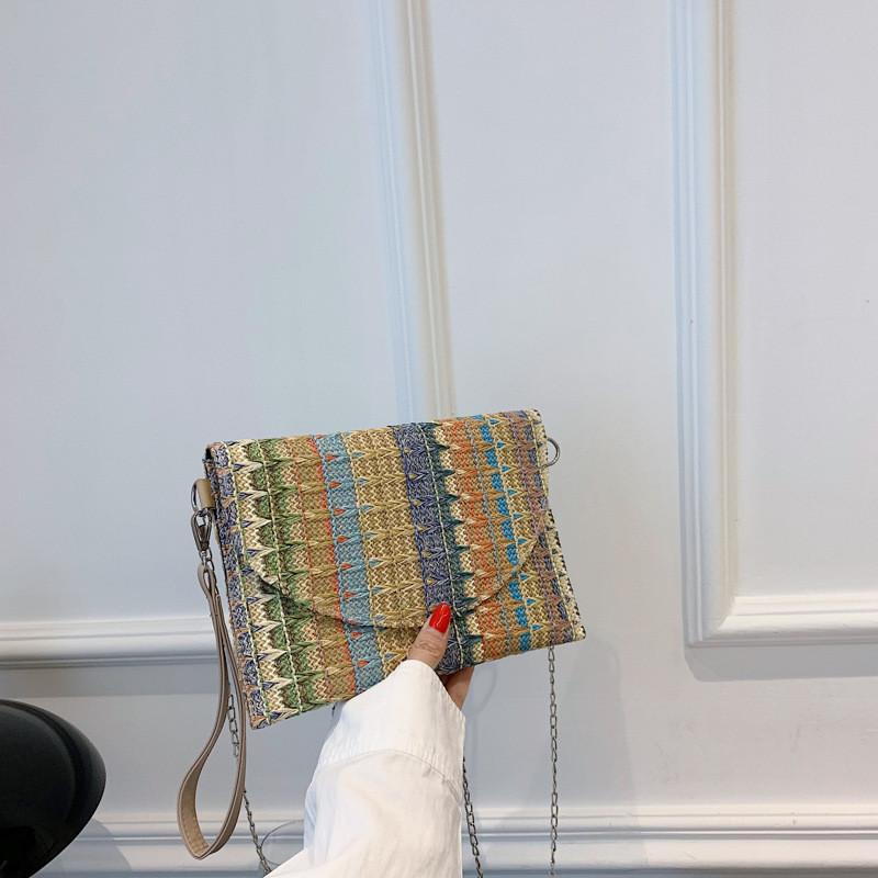 Trendy Shoulder Crossbody Bag 2024 Colorful Stripe Envelope Design For Stylish Everyday Use