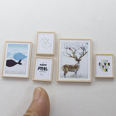 1:12 Dollhouse Miniature Vintage Mural Photos Wall Picture Scene Decoration 1 Set Doll House DIY Accessories