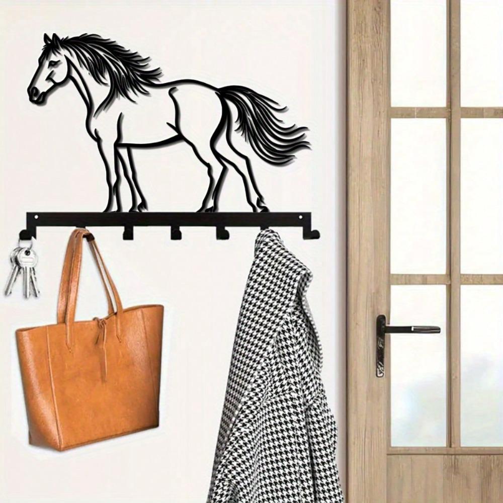 Equestrian Key Hook Wall Rack 7 Hooks Rustproof Horse Shoe Home Decor