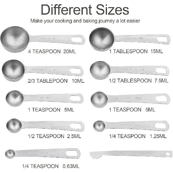 Smithcraft Measuring Cups and Spoons Set 18, 18/8 Stainless Steel Measuring Cups and Spoons Set, Metal Measuring Cups and Spoons Set, 8 Measure Cups