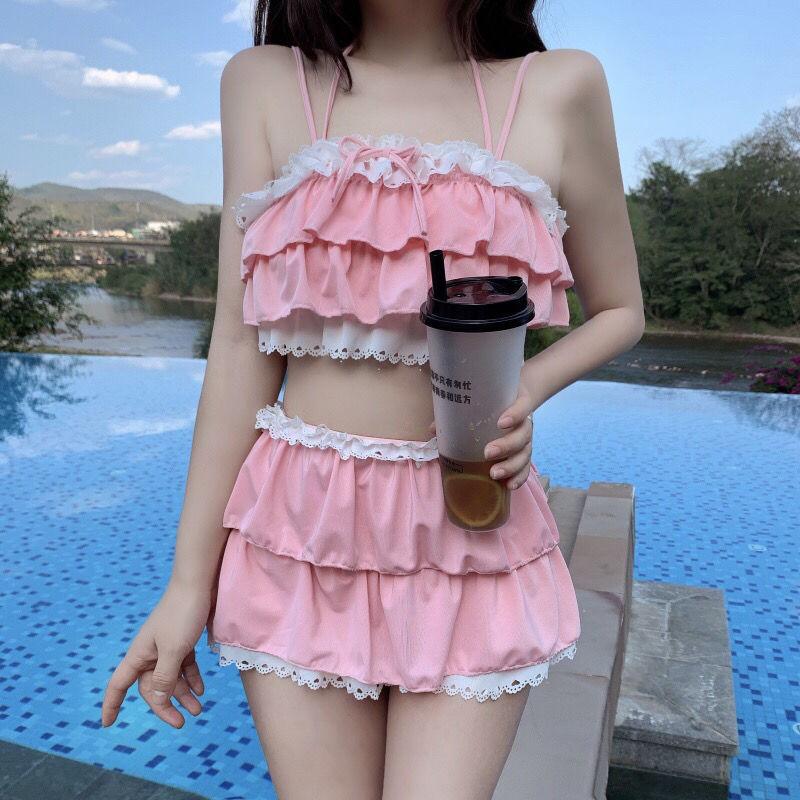 

Комплекти бікіні Жінки Kawaii Girlish Design Tender Teens Slim Chic Beach Simple Feminino Daily Ruffles Japan Style Cool Sexy XL