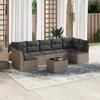 Vidaxl 8-Cz. Garden Furniture Set With Cushions, Grey, Poly Rattan