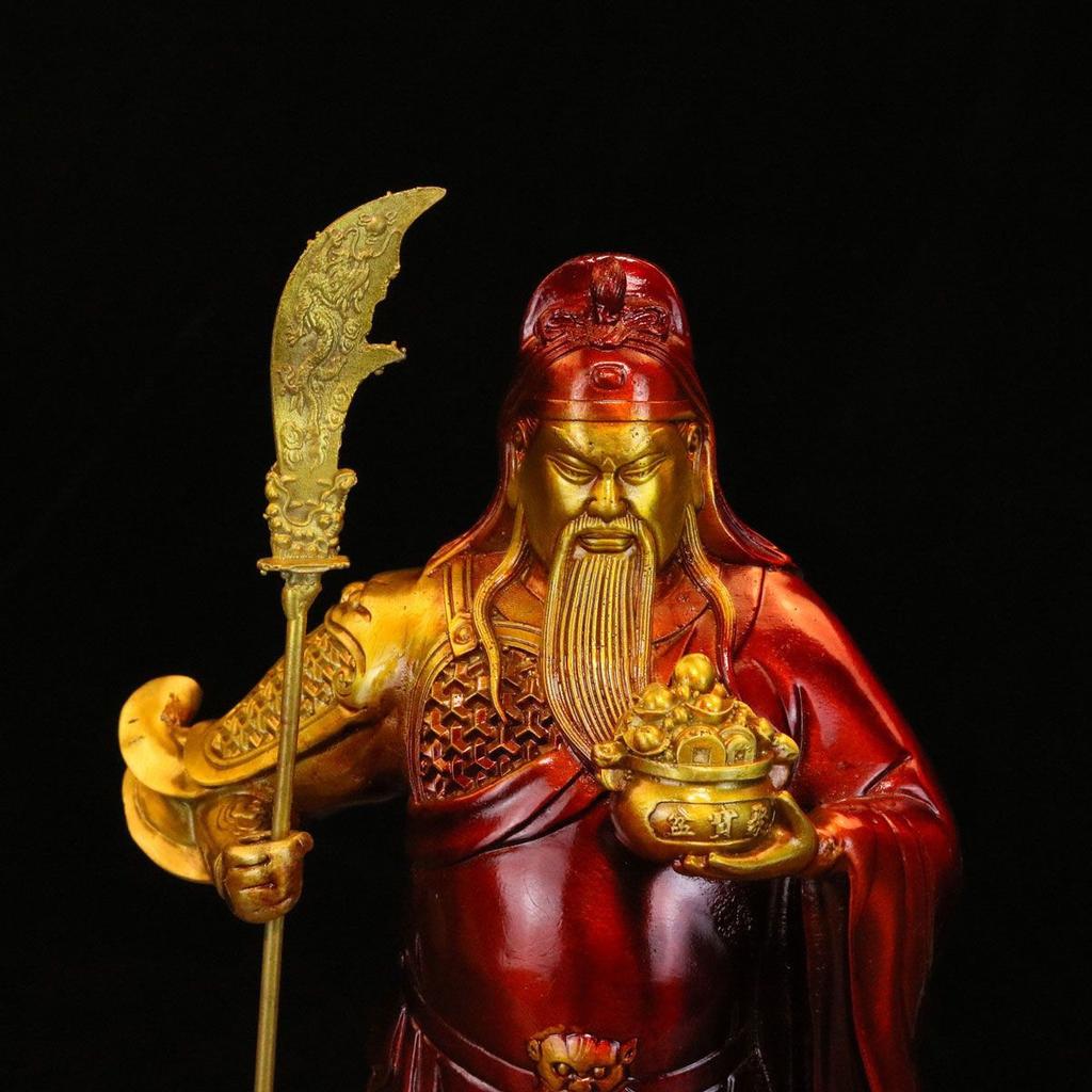 Pure Copper Guan Yu Statue of God of Wealth Guan Gong Inviting Wealth Living Room Store Ornaments
