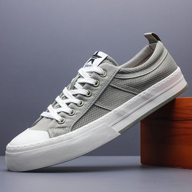 

Fashion New Men s Mesh Breathable Canvas Shoes Korean Version Trend High Quality Board Casual Student Lace Up Sneakers Shoes SS25601 44
