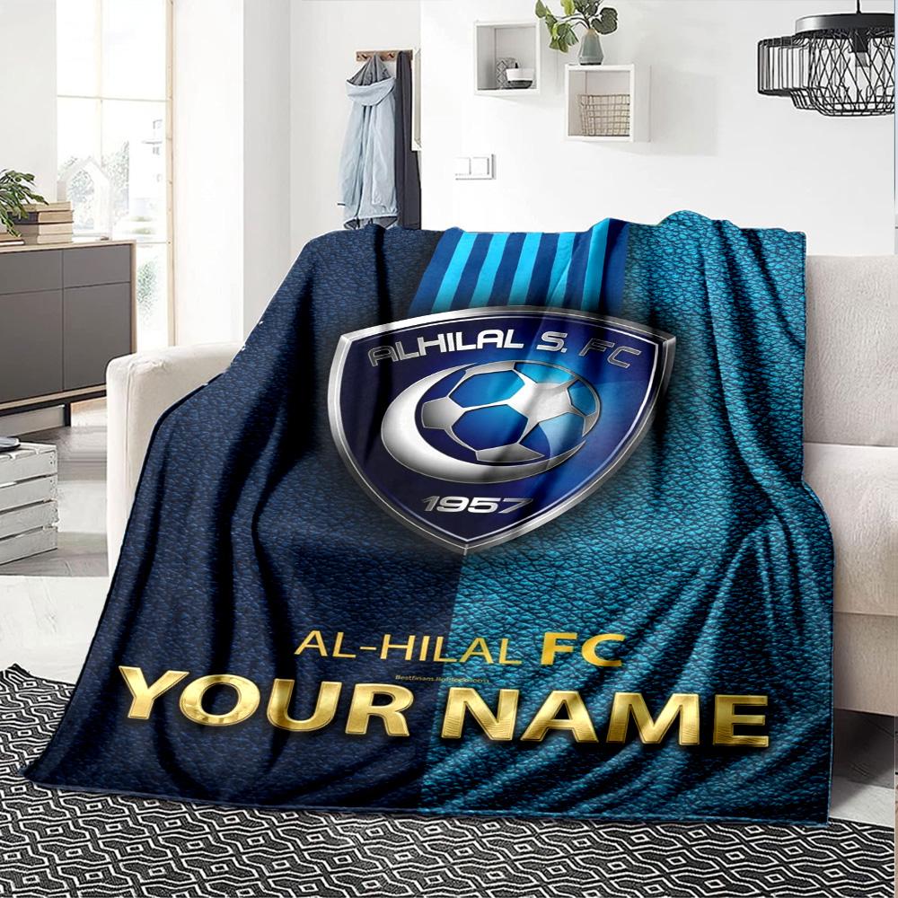 Name Custom Al-Hilal Print Flannel Blanket High Quality Warm Comfortable Cover for All Seasons Perfect for Gifts Home Decor