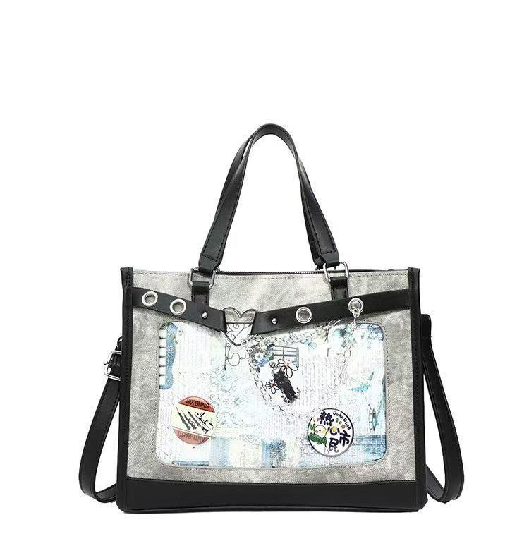 Large Capacity Minimalist Handbag Zipper Pocket Adjustable Straps Teens Travel