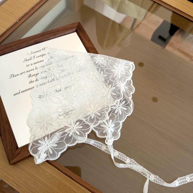 1 szt. Wstążka Lei w stylu retro, kapelusz przeciwsłoneczny, koreańskie tkane kwiaty, DIY, trójkątna opaska na głowę, jedwabny szalik, wiązanie na głowę