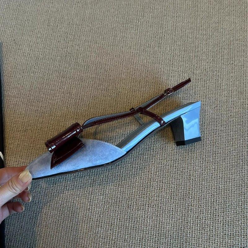 Fashion Bow High Heels Women's Sandals Mary Jane Shoes Summer 2025 Elegant Dress Chunky Shoes Woman Slippers Slingback Sandalias