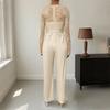 Fashion Women Jumpsuit Ladies Clothes Lace Stitching Zip-up Lace up Jumpsuit
