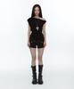 ROUGHNECK Twist Strap Shirring Top Black