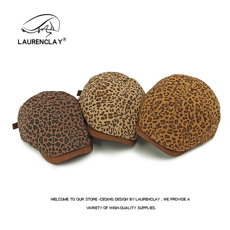 

Spring and autumn new leopard print hat women s literary and retro beret six-piece cap casual painter hat forward hat Adjustable колір темно кави