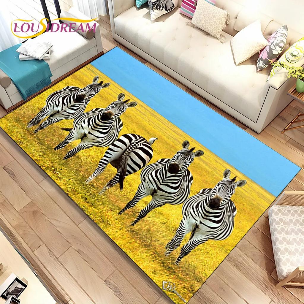 Zebra Wild Animal  Area Rug Large,Carpet Rug for Living Room Bedroom Kitchen Doormat Decoration,Children Play Non-slip Floor Mat