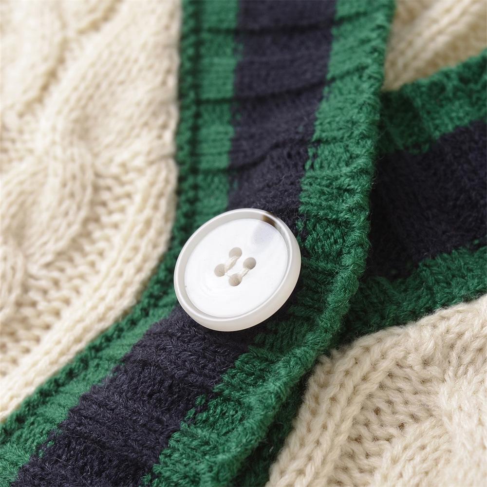 Women's PB&ZA 2024 Autumn/Winter Cable Knit V-Neck Cardigan