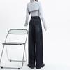 Dark Blue High-Waisted Wide-Leg Jeans for Women - Autumn/Winter 2025 Retro Casual Straight Floor-Length Pants