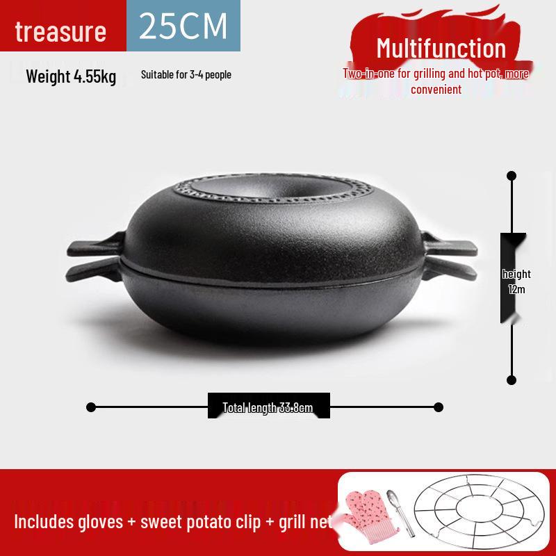 Thickened Cast Iron Sweet Potato Roasting Pot and Corn Grill