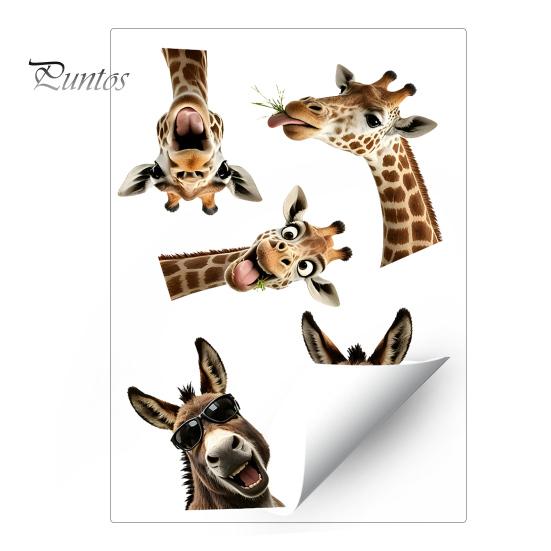Decorazione Statica Rimuovibile per Finestre con Giraffa e Asino, Pellicola Adesiva per Vetri di Animali della Fattoria Senza Residui per Cucina e Stanza degli Ospiti, Carina, Scherzosa, Dimensioni Personalizzabili