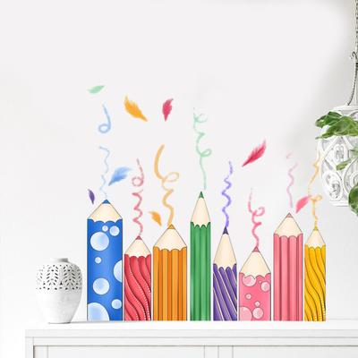 Children Room Wall Sticker Colorful Pencil Print Self-adhesive Anti-slip Great Stickiness Removeable Kids Bedroom