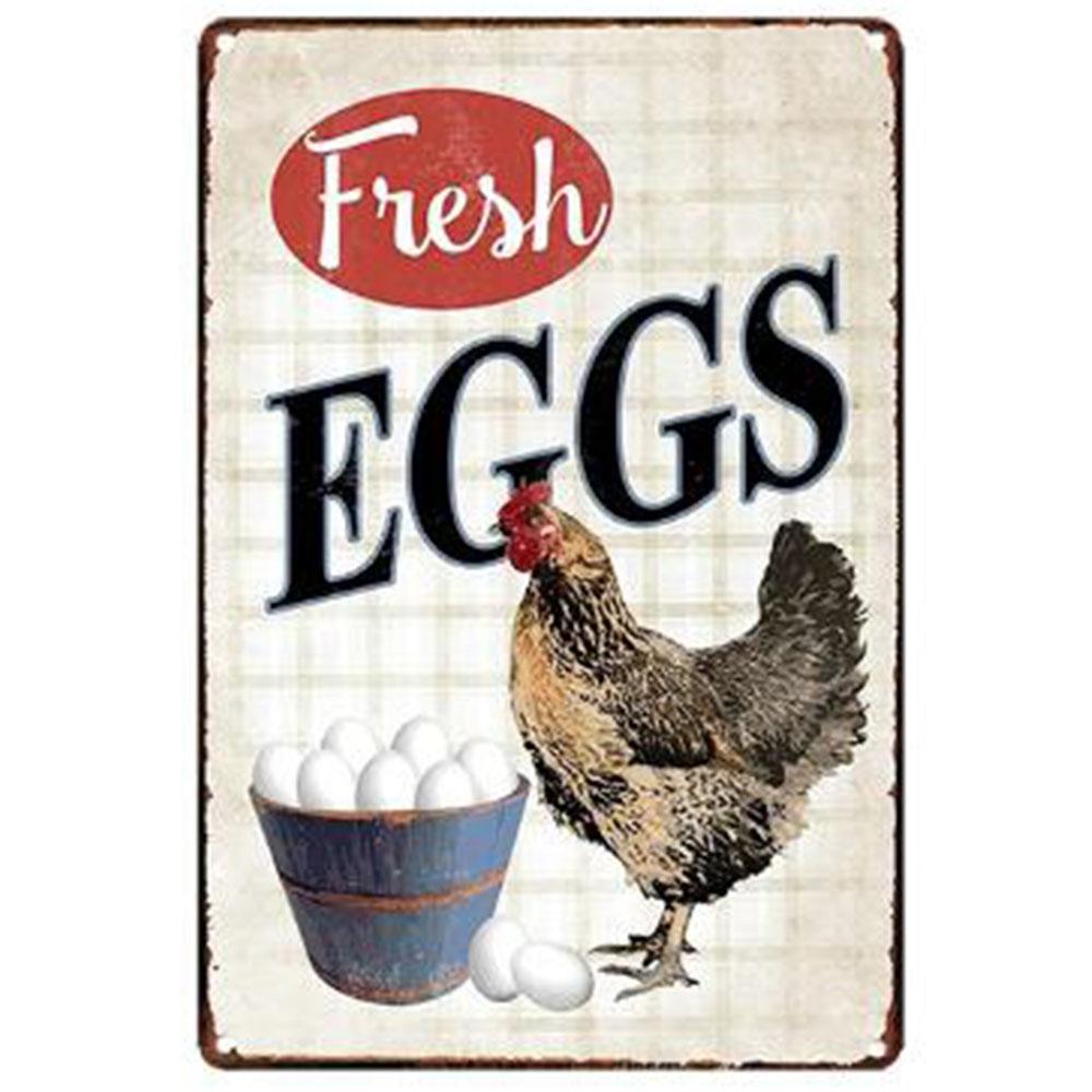 Farm Fresh Eggs Metal Tinplate Sign Poster Chicken Egg Shabby Chic Tin Signs Metal Plate 20x30cm