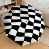 1PC Checkerboard Flag Automatic Open/Close Umbrella with Windproof, 8-Rib Sturdy Canopy, Durable Ribs, Fashionable Design, Outdoor Accessory, Fun Prin