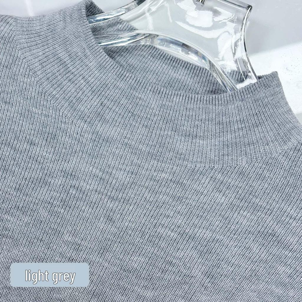Women's Cotton Cocoon Half-High Collar Knitwear - Slim Fit Solid Color Base Layer Top (Spring/Autumn 2026)