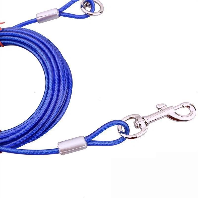 Hot 3Meter Chew Resistant Steel Wire Dog Leash With Sturdy Metal Clasp Waterproof Coating For Outdoor Walking Hiking Camping