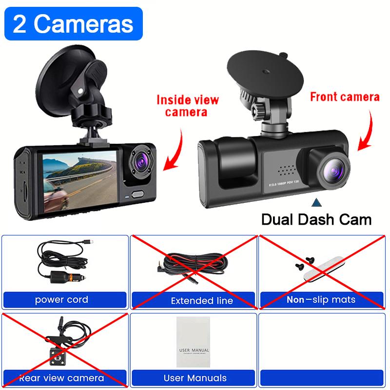 

1080P HD Car Dvr 2/3Channels Dash Cam for Cars Video Recorder WIFI Front inside Rear View Camera Black Box Car Assecories NONE