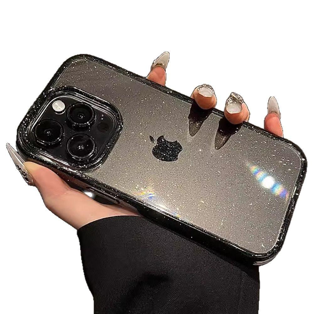 Translucent Black Thin Flash Suitable for Apple 16promax Mobile Phone Case Iphone15 Soft 11 High End 13 Silicone 14 Simple
