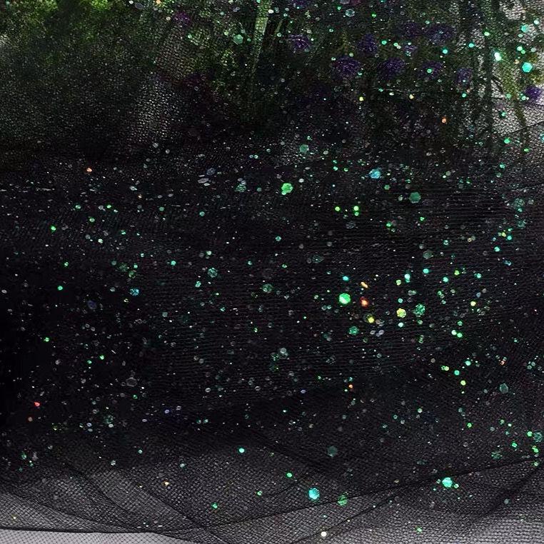 Shiny gilded sequined sheer chiffon fabric suitable for wedding dresses formal gowns and DIY handmade clothing fabrics