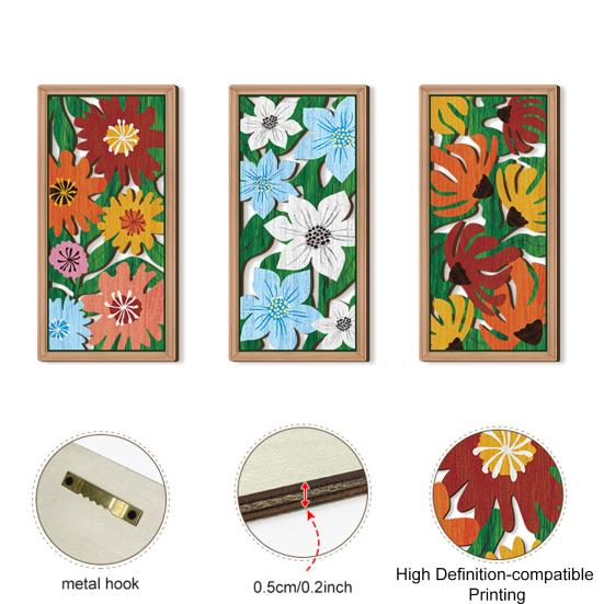 3 Pcs Boho Wood Wall Art Decor Minimalist Plants Geometric Hollow-out Hanging Ornament Abstract Wall Sculptures for Home Living Room Bedroom Kitchen