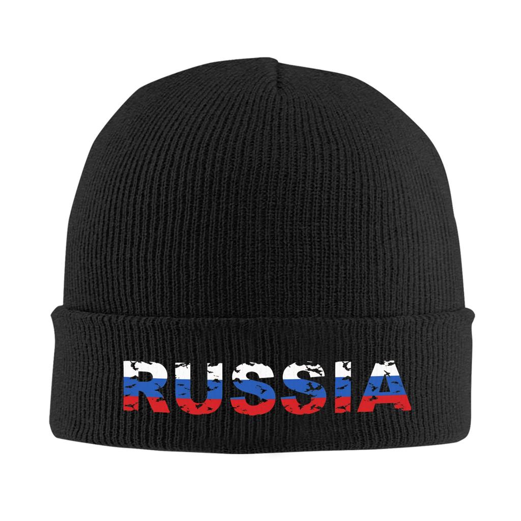Russian Coat of Arms Knitted Hat Russia Emblem Street Caps Unisex Women Unisex Kpop Beanie Hats Winter Design Elastic Bonnet Hats