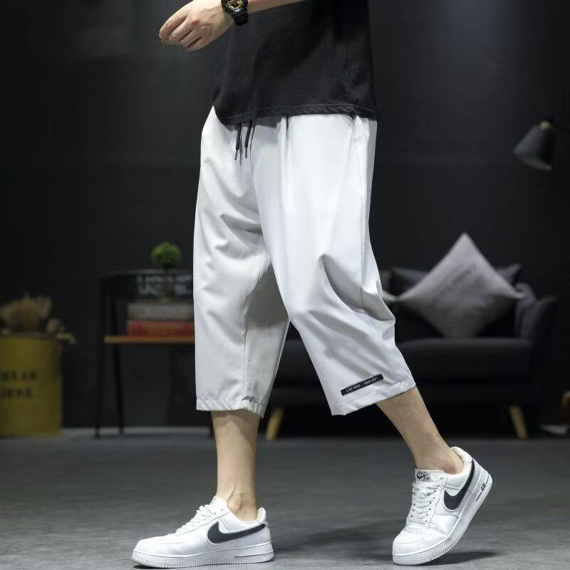 Men's 2024 Trendy Quick-Dry Beach Pants - Large Size, Straight, Seven-Point Length