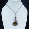 Tiger's Eye 999 Copper Wire Wrapped Pendant, Handmade Gemstone Pendant, Gift For Mom Antique Jewelry
