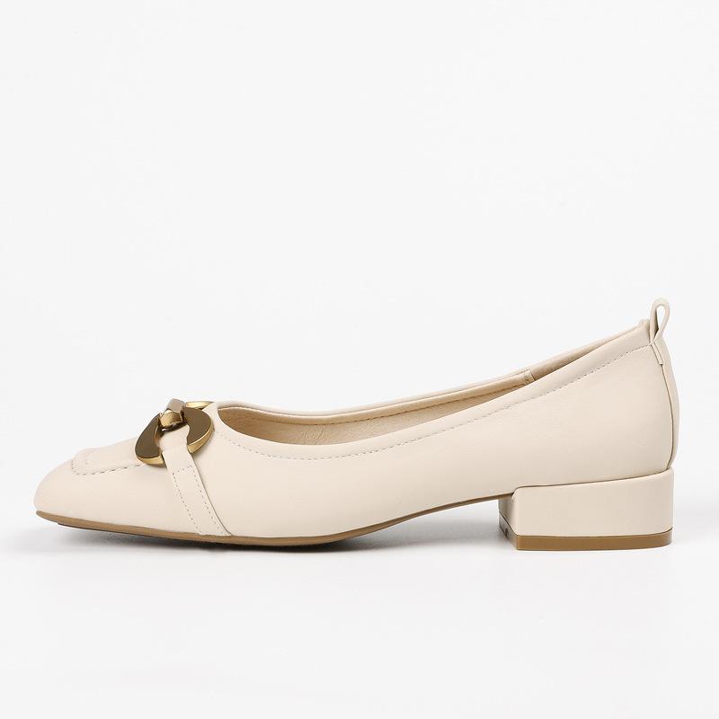 Leather Flat for Huizhou Women's Shoes Su Yinyin Same Single Shoes Spring New Square Head Mary Jane Shoes High Heels