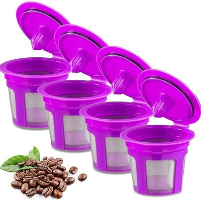 4pcs Refillable Filter Coffee Filter Universal Fit Espresso Strainer Basket K-Cup  Tea Bag Strainer