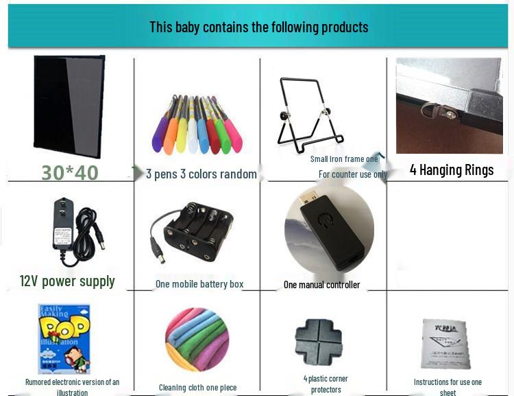 LED Fluorescent Board: Luminous Handwritten Display for Night Market Stalls