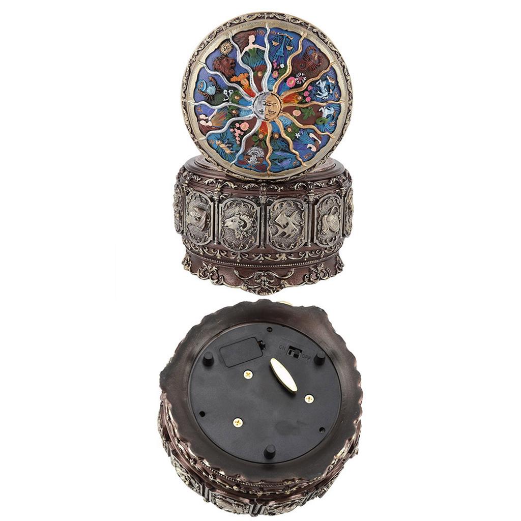 Vintage Music Box with 12 Constellations Rotating Goddess Twinkling LED Light