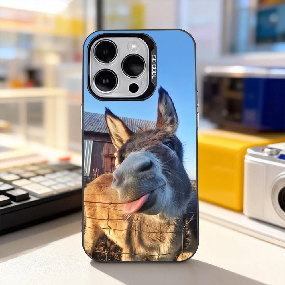Funny Donkey Cute For iPhone 11,12,13,14,15,16,17,Pro,Max,Plus,E,Air,Mini Phone Case IMD Matte Black