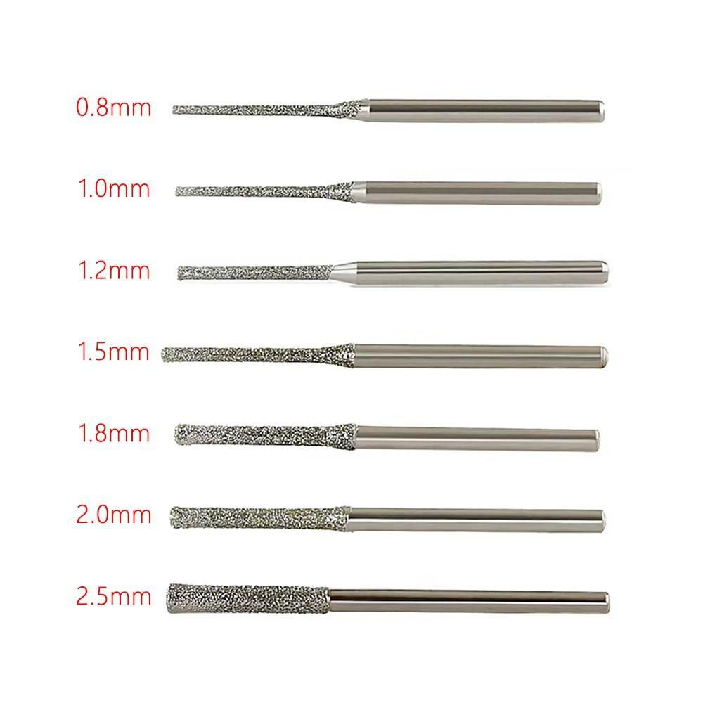 10Pcs 0.8-2.5mm Diamond Coated Drill Bits Silver Grinding Burr Bits  For Drilling Glass Woodworking