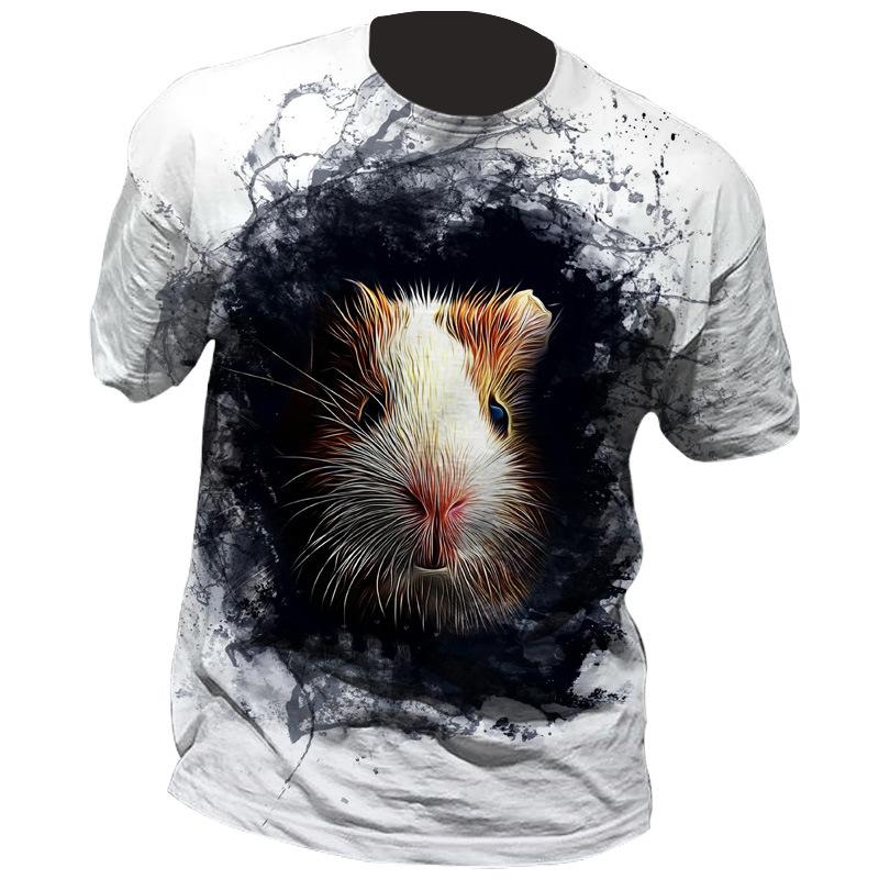 

Men s Animal Print T-Shirt, Short-Sleeve Summer Top, Breathable Casual XS