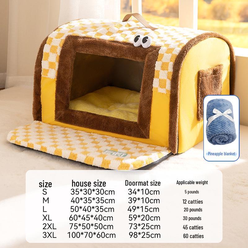 Houndstooth Dog Bed for Large Dogs & Cats - Autumn/Winter Deep Sleep Bed