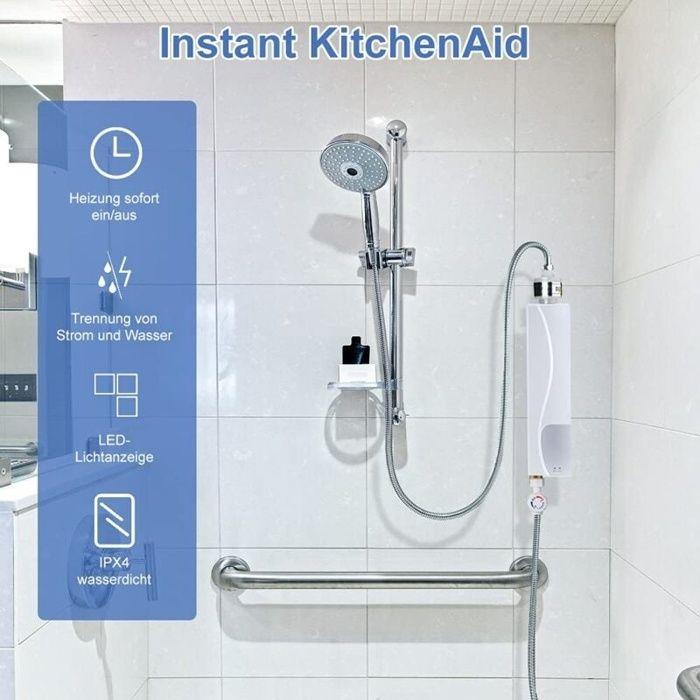 Mini chauffe-eau instantané sans réservoir 3000 W 220 V - compact LED IPX4 pour cuisine & salle de bain
