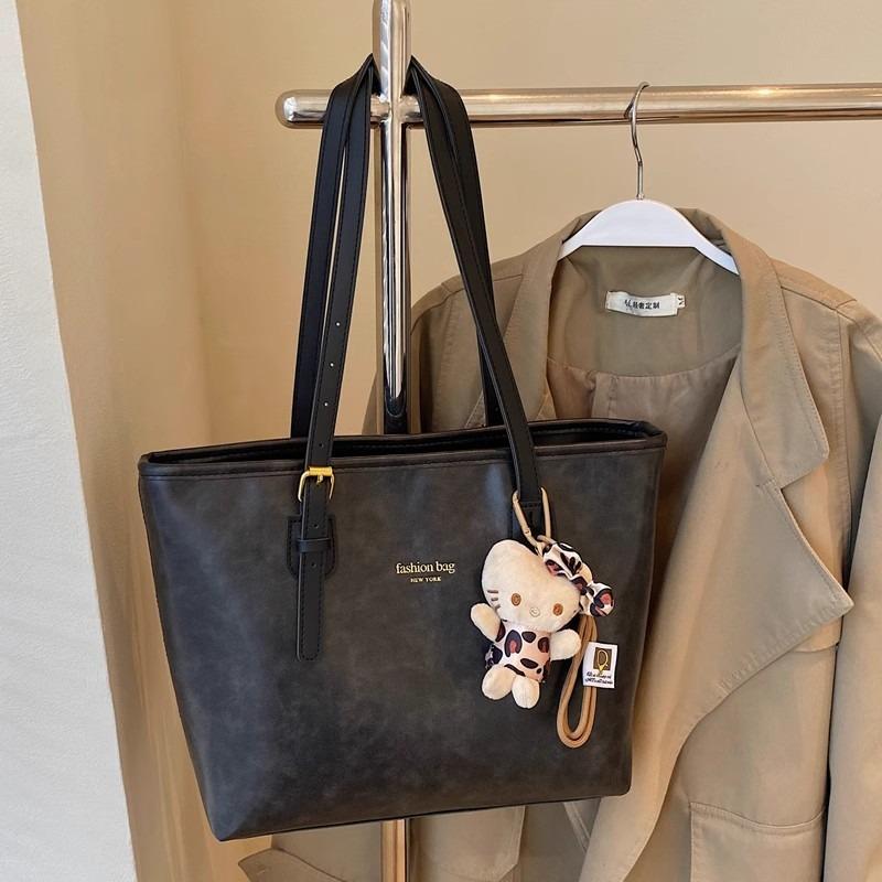 Retro simple large-capacity tote bag large bag new fashionable work commuter bag women's shoulder bag