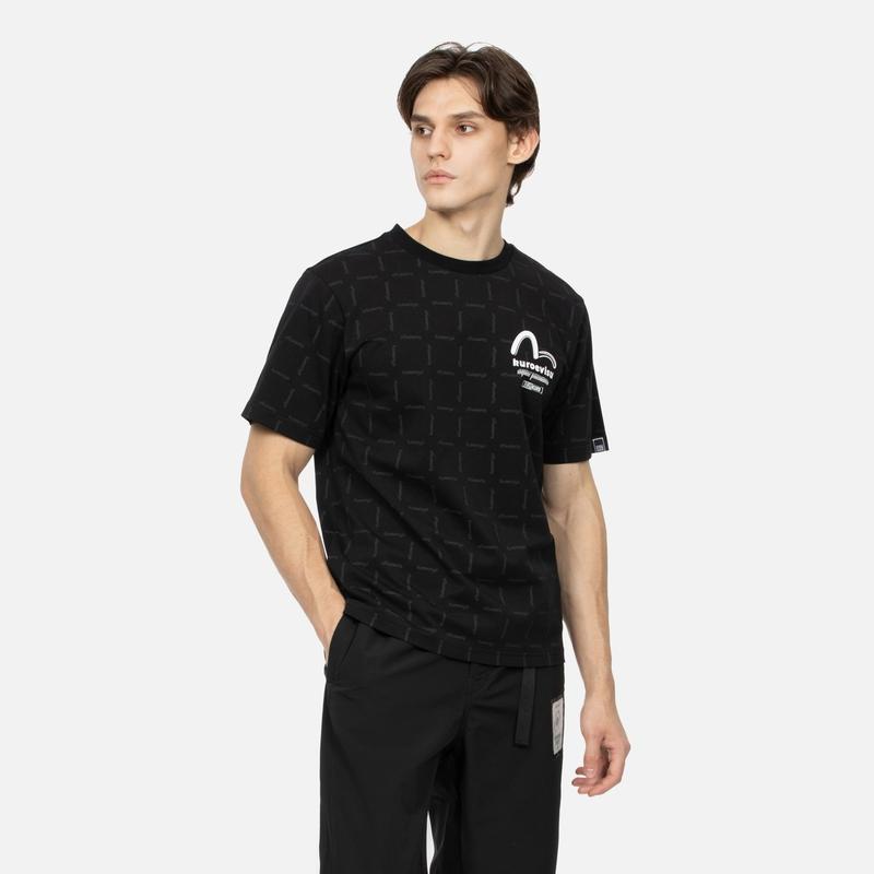 Evisu All Over Logo Print Short Sleeve T-Shirt Men Tops 2ESGNM4TS5254XXCT