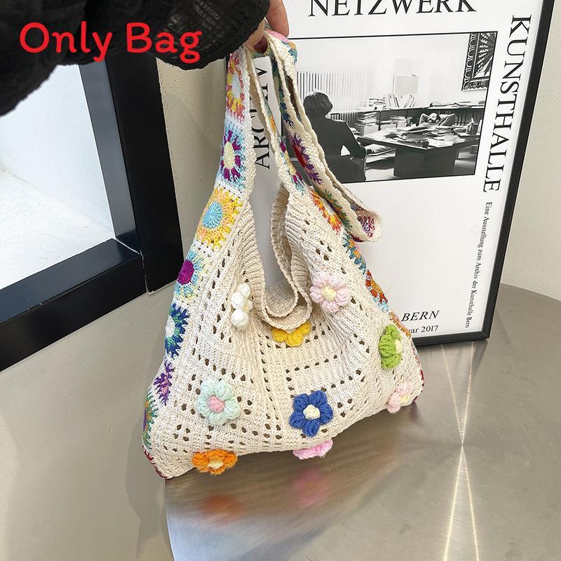 Summer Fashion Woven Bucket Bag With Inner Pouch For Casual Outings