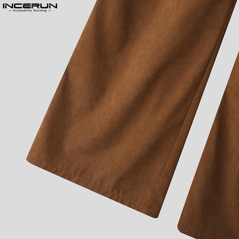 INCERUN Mens Elastic Waist Front Cross Layers Casual Loose Wide Legs Pants Long Trousers