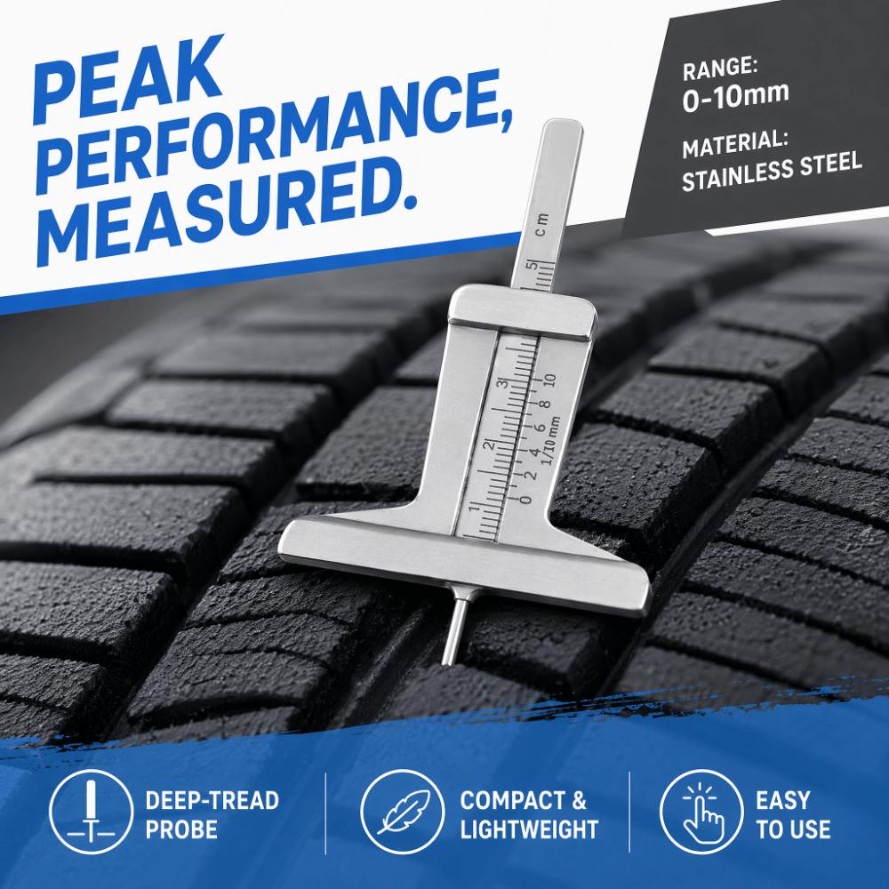 2pcs Stainless Steel Steel Tire Depth Ruler Precise Measurement Tool For Car Inspection