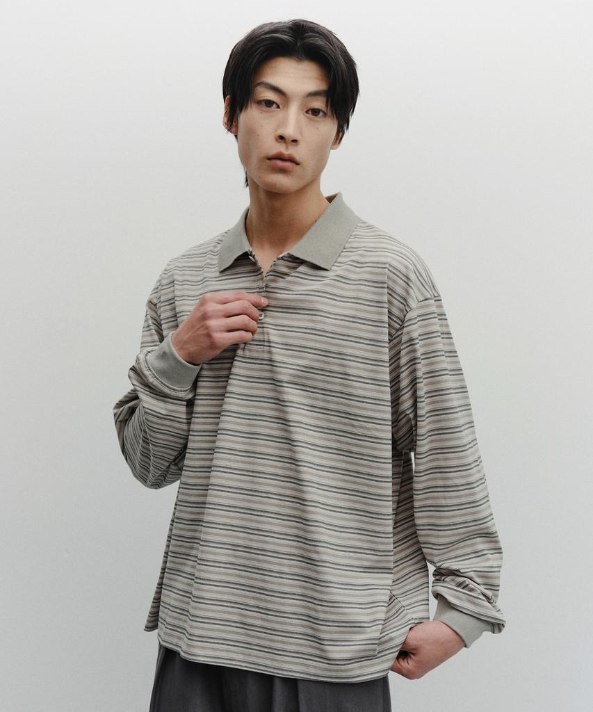 ANOTHER OFFICE Brief Stripe Rugby T (Light Khaki)