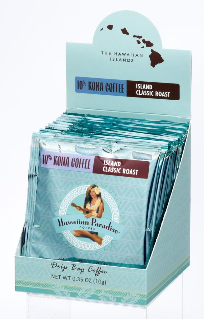 Hawaiian Paradise Coffee 10% Kona Blend Classic Roast D.B.C. (BOX) 10g X 10 Bags